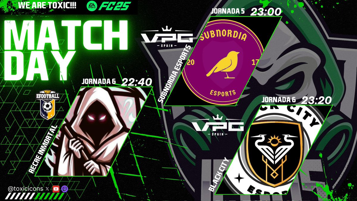 Toxic Icons FC (@toxiciconsfc) on Twitter photo 🟢 MATCHDAY | NOCHE DE PARTIDAZOS.
🧪 WE ARE TOXIC 🟢 MATCHDAY | NOCHE DE PARTIDAZOS.
🧪 WE ARE TOXIC