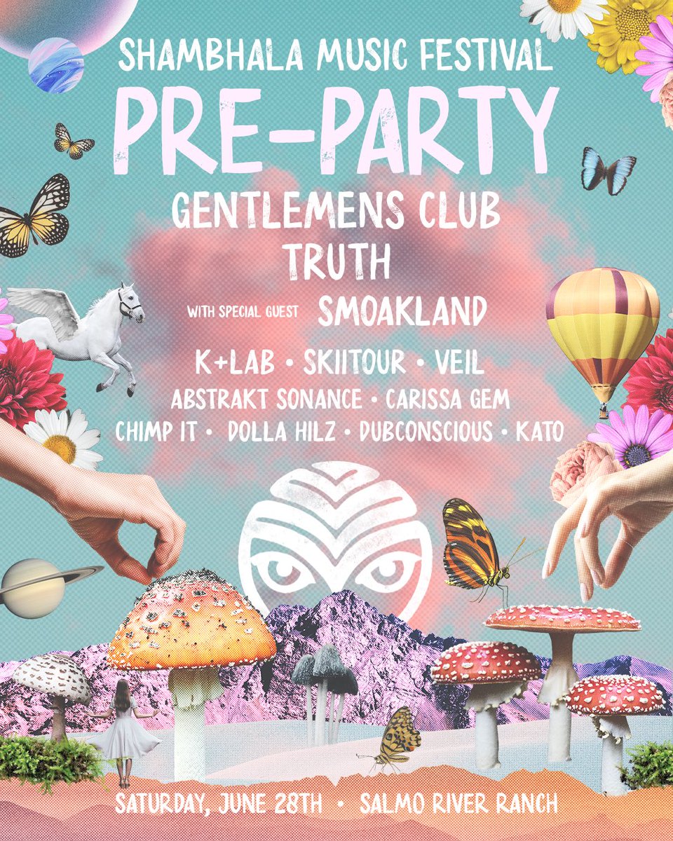 2025 LINEUP 🌸 SHAMBHALA PRE-PARTY  

It’s about to go down June 28 at the Salmo River Ranch ⚡️ Catch <a href="/gentlemensclub/">Gentlemens Club</a>, <a href="/truthdubstep/">T R U T H</a>, <a href="/SmoaklandBeats/">Smoakland</a> &amp; more 🔥 Lounge by the river by day, light up the 300° dancefloor by night 💃 Tickets &amp; lodging drop FRIDAY, MARCH 28 @ noon PDT