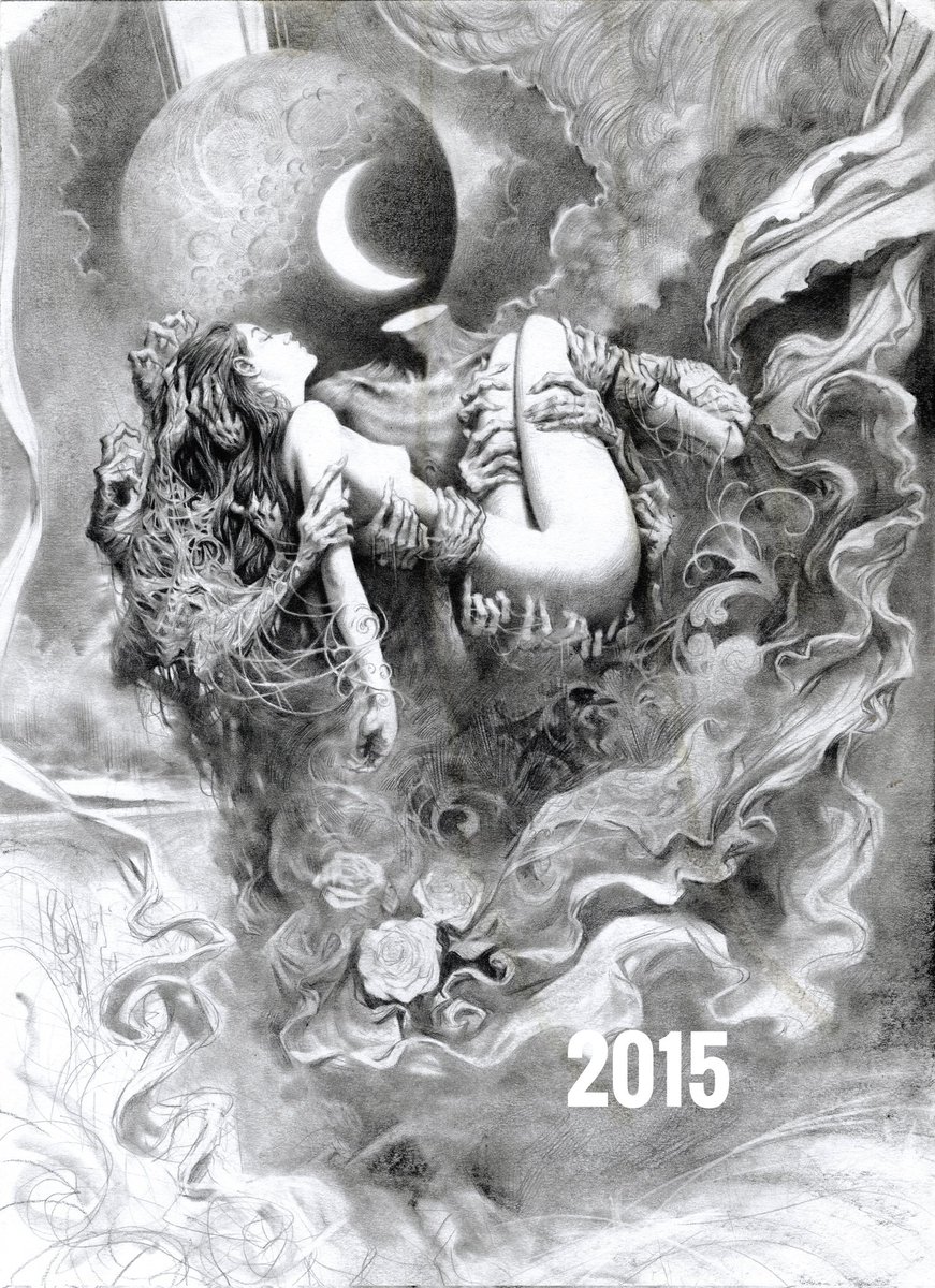 MilesJohnston's tweet photo. My favourite drawing I made from every year since 2013. 

These start when I was 20, last year of art school https://t.co/xEBE7veqlz