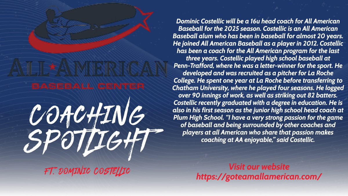 Go_Team_AA's tweet photo. Next up on our coaching spotlights, we have Dominic Costellic! #GoTeamAA https://t.co/xWVlnaZexY