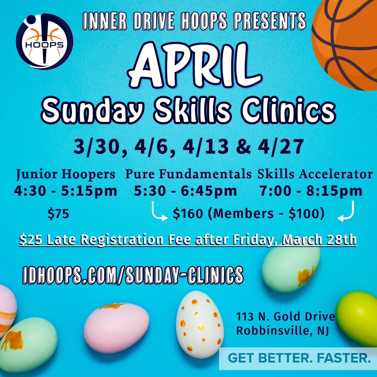 innerdrivehoops's tweet photo. April Weekday Clinics 

#innerdrivehoops #nj #newjersey #basketball #hoops #spring  #camp #player #athlete #coach #youth #skills #shoot #pass #drive #defense #agility #workout #train #improve #getbetter #getfaster #fyp https://t.co/Y00J2JkCKV