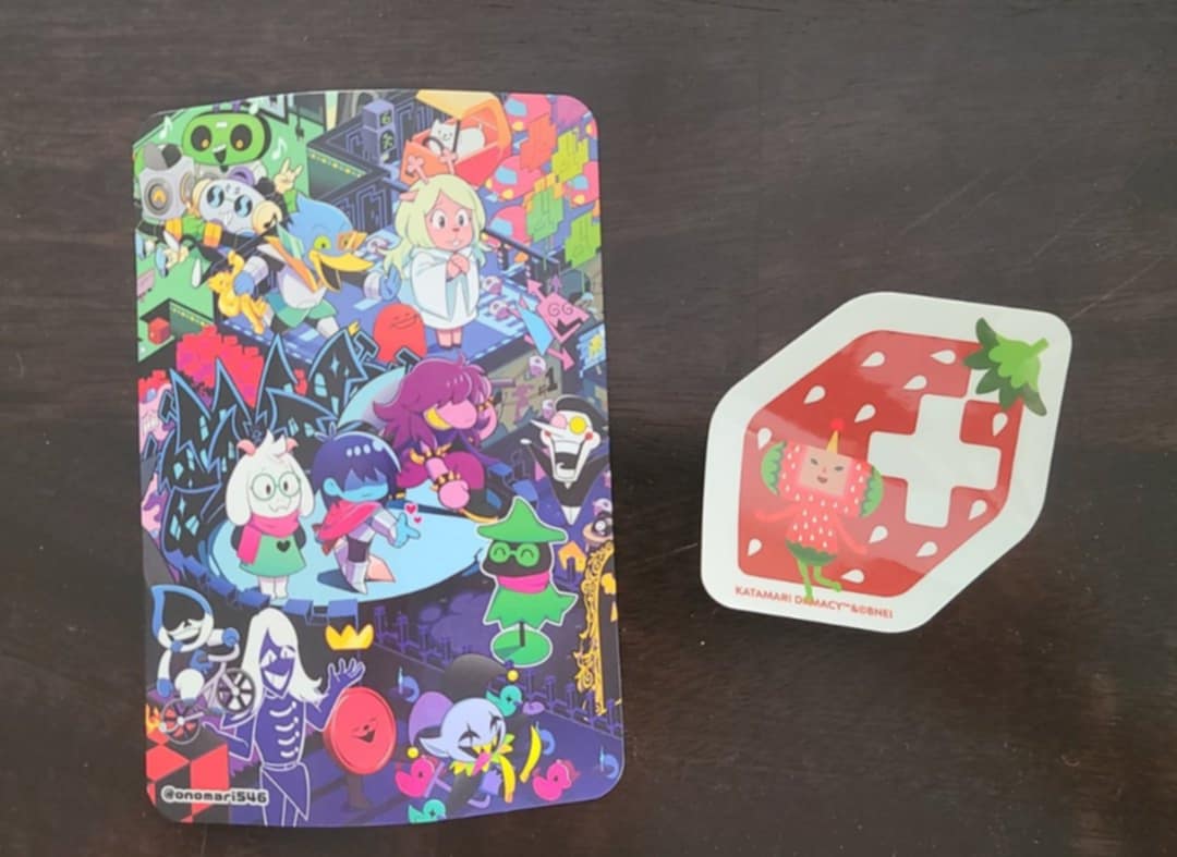 My Katamari desk mat arrived today 🤩 and also came with some cool stickers!