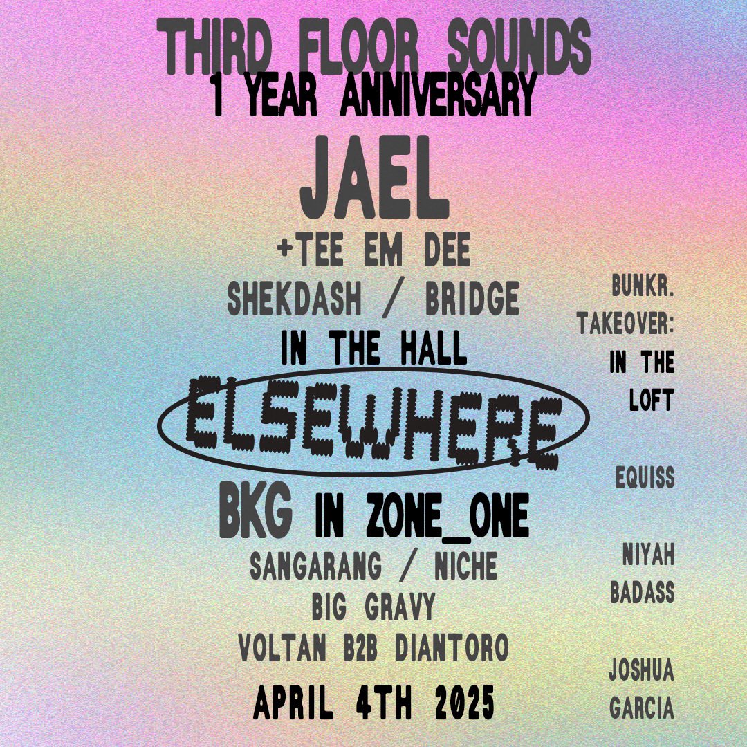 excited to announce we’re taking over The Loft at <a href="/elsewherespace/">𝚎 𝚕 𝚜 𝚎 𝚠 𝚑 𝚎 𝚛 𝚎</a> on friday, april 4th ⚠️

dancehall, club, jungle, and dnb all night from <a href="/equissss__/">EQUISS</a> <a href="/niyahbadass/">niyah</a> <a href="/joshgarci4/">≈ Josh</a> 🔊

🎟️ rsvp link for free entry before midnight here:
attendium.com/.iukI_IWX8Ray-…