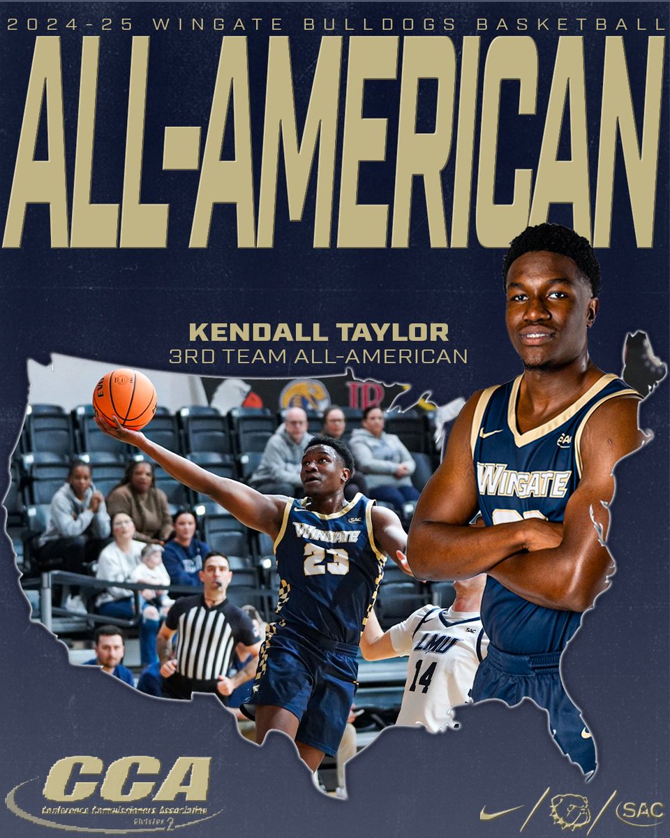 Wingate Bulldogs (@wu_bulldogs) on Twitter photo ALL-AMERICAN!!!
Kendall Taylor is a D2CCA 3rd Team All-American, averaging 24.4 points, 8.1 boards & 4.6 assists per game on 54% shooting!
The 1st <a href="/WingateMBB/">Wingate Men's BBall</a> All-American in 17 years ranked in the top 7 in the SAC in 8 categories!
Story | tinyurl.com/u636842p ALL-AMERICAN!!!
Kendall Taylor is a D2CCA 3rd Team All-American, averaging 24.4 points, 8.1 boards & 4.6 assists per game on 54% shooting!
The 1st <a href="/WingateMBB/">Wingate Men's BBall</a> All-American in 17 years ranked in the top 7 in the SAC in 8 categories!
Story | tinyurl.com/u636842p