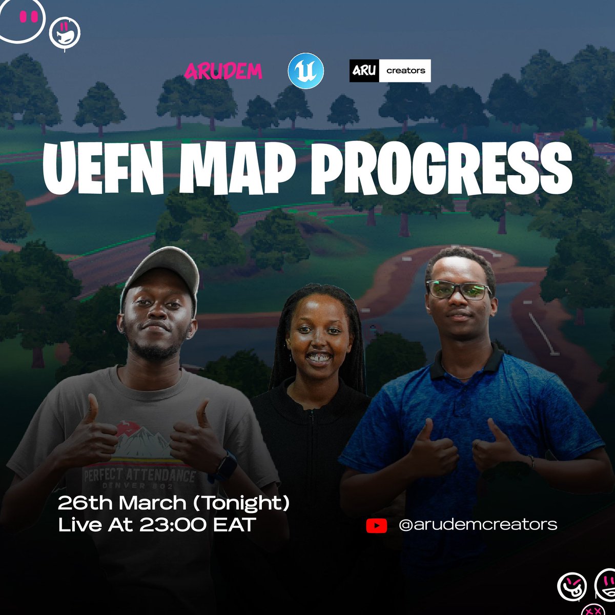 MosesAkii1's tweet image. The gang is running another casual livestream progressing our UEFN map! Come say hi!🙂
Stream link: youtube.com/live/WlNpNwvj5…