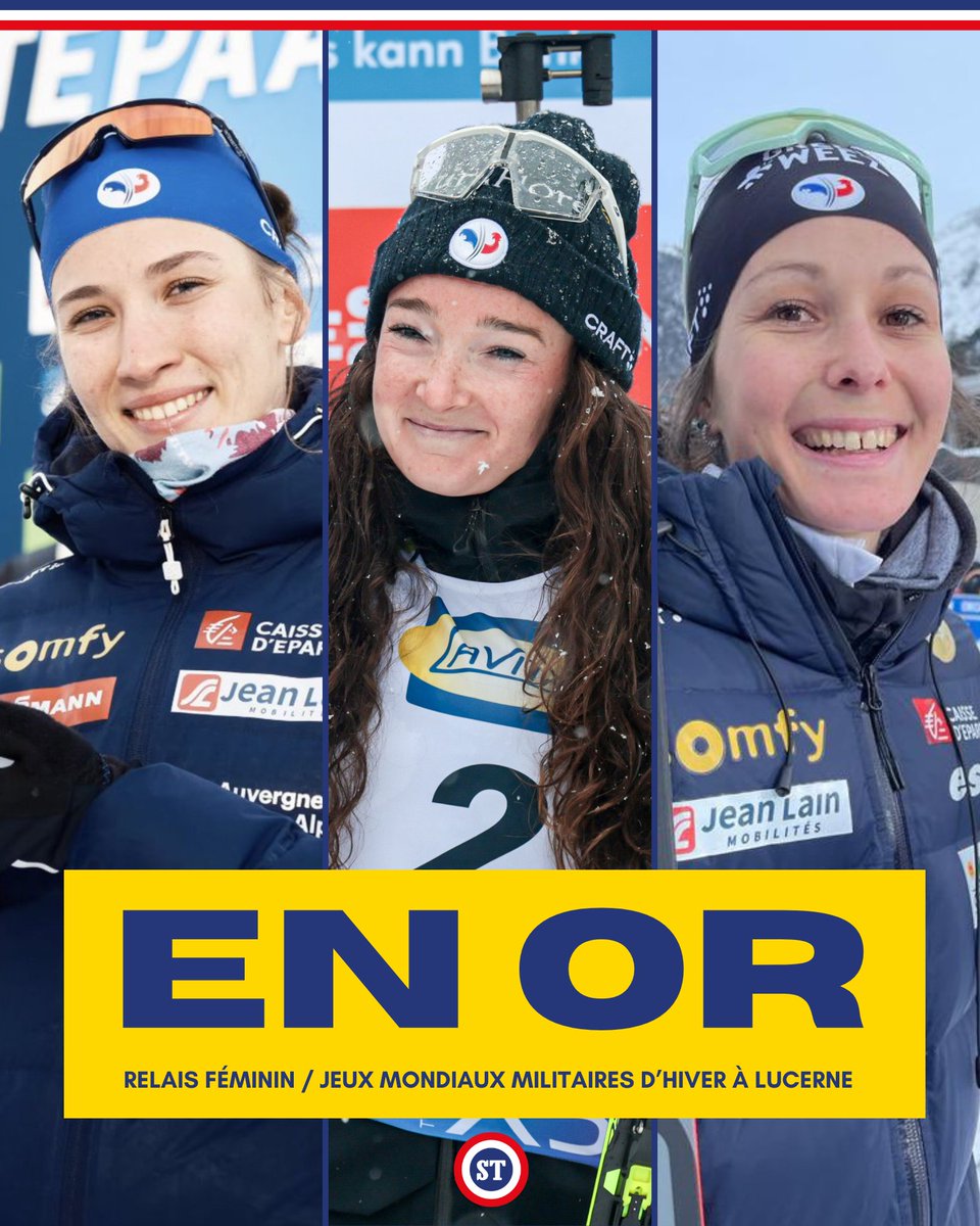 🇫🇷 De l'or pour notre relais féminin aux Jeux Mondiaux Militaires d’Hiver à Lucerne 🤩

🥇 Lou Jeanmonnot
🥇 Paula Botet
🥇 Chloé Chevalier

Nouveau succès collectif pour nos biathlètes 👏

📸 NordicFocus
