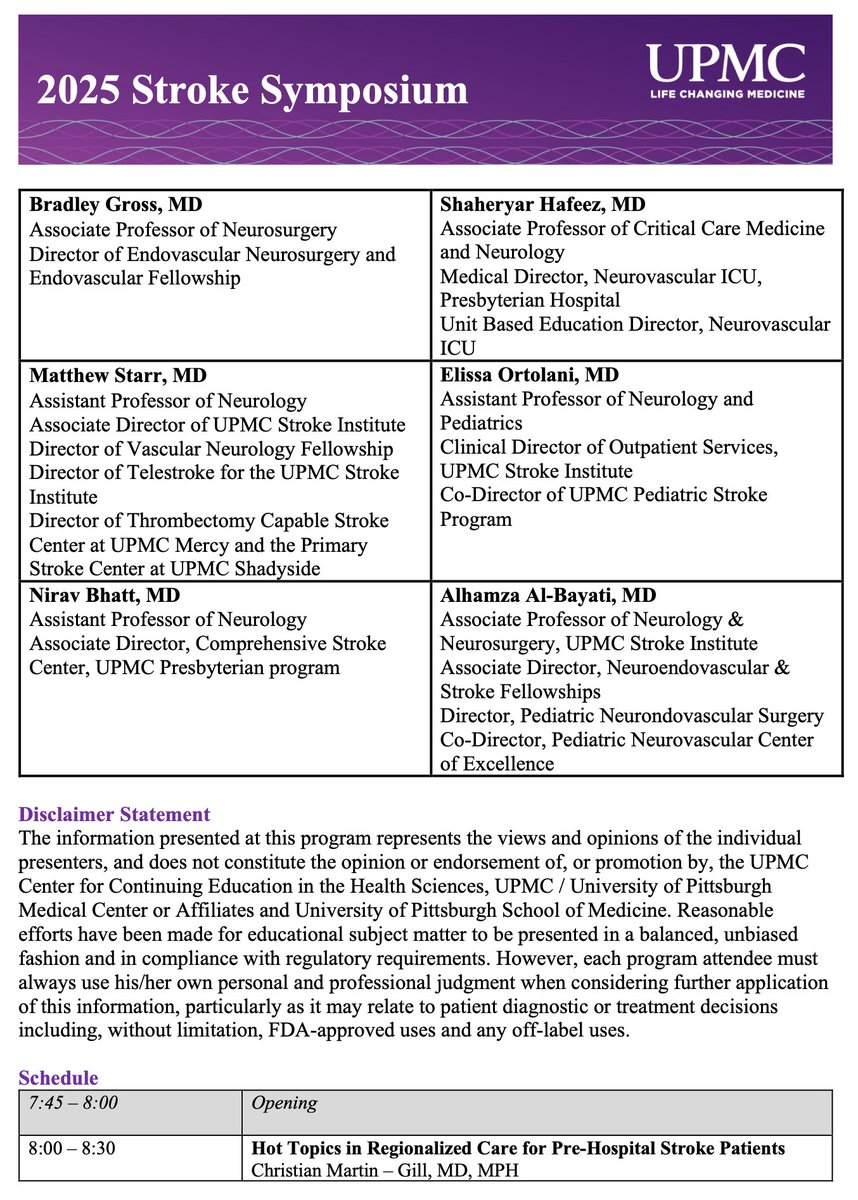 UPittStroke (@pittstroke) on Twitter photo Please join us in person or online for the UPMC Stroke Symposium April 11 <a href="/AlAlBayati1/">Alhamza R. Al-Bayati, MD</a> <a href="/Matt_StarrMD/">Matthew Starr</a> <a href="/Nirav_r_bhatt/">Nirav Bhatt</a> <a href="/CynthiaKenmuir/">Cynthia Kenmuir</a> <a href="/OrtolaniElissa/">elissa ortolani</a> <a href="/RaulNogueiraMD/">Raul G Nogueira, MD, FAHA, FSVIN</a> Please join us in person or online for the UPMC Stroke Symposium April 11 <a href="/AlAlBayati1/">Alhamza R. Al-Bayati, MD</a> <a href="/Matt_StarrMD/">Matthew Starr</a> <a href="/Nirav_r_bhatt/">Nirav Bhatt</a> <a href="/CynthiaKenmuir/">Cynthia Kenmuir</a> <a href="/OrtolaniElissa/">elissa ortolani</a> <a href="/RaulNogueiraMD/">Raul G Nogueira, MD, FAHA, FSVIN</a>