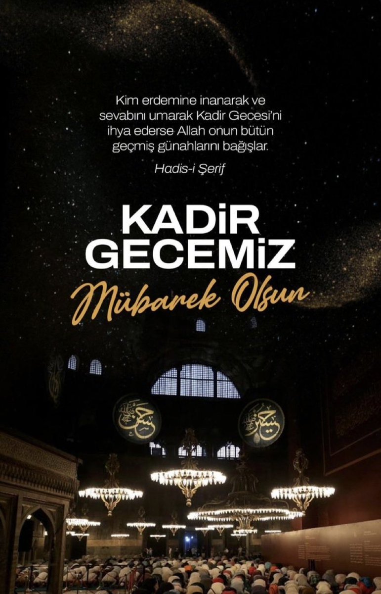 Rahmet ve mağfiret kapılarının sonuna kadar açıldığı,Yüce Mevlaya açılan ellerin boş çevrilmediği, gönüllerin huzur bulduğu Kadir Gecemizi tebrik ediyor, geceyi hakkıyla idrak ve ihya eden, sabahına günahlarından arınmış olarak çıkabilmeyi Cenab-ı Hak’tan niyaz ediyorum.