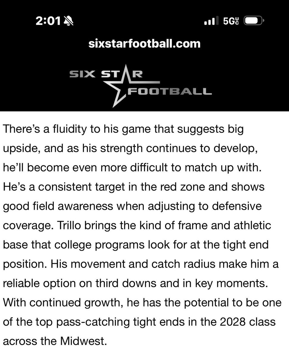 Max Trillo (@maxtreeyo) on Twitter photo Thanks again <a href="/6starfootballMO/">Six Star Football | MISSOURI</a> for recognition of my progress and hard work. 7v7 going great, with both Mr and my lil bro’s <a href="/Epic7Midwest/">Epic7Midwest</a> 18u/12u teams taking home chip last weekend. QB <a href="/chrisitan_11/">Christian Dahn</a> was on fire! <a href="/recruitLSFB/">Recruiting LSTIGERFOOTBALL</a>
sixstarfootball.com/article/future… Thanks again <a href="/6starfootballMO/">Six Star Football | MISSOURI</a> for recognition of my progress and hard work. 7v7 going great, with both Mr and my lil bro’s <a href="/Epic7Midwest/">Epic7Midwest</a> 18u/12u teams taking home chip last weekend. QB <a href="/chrisitan_11/">Christian Dahn</a> was on fire! <a href="/recruitLSFB/">Recruiting LSTIGERFOOTBALL</a>
sixstarfootball.com/article/future…