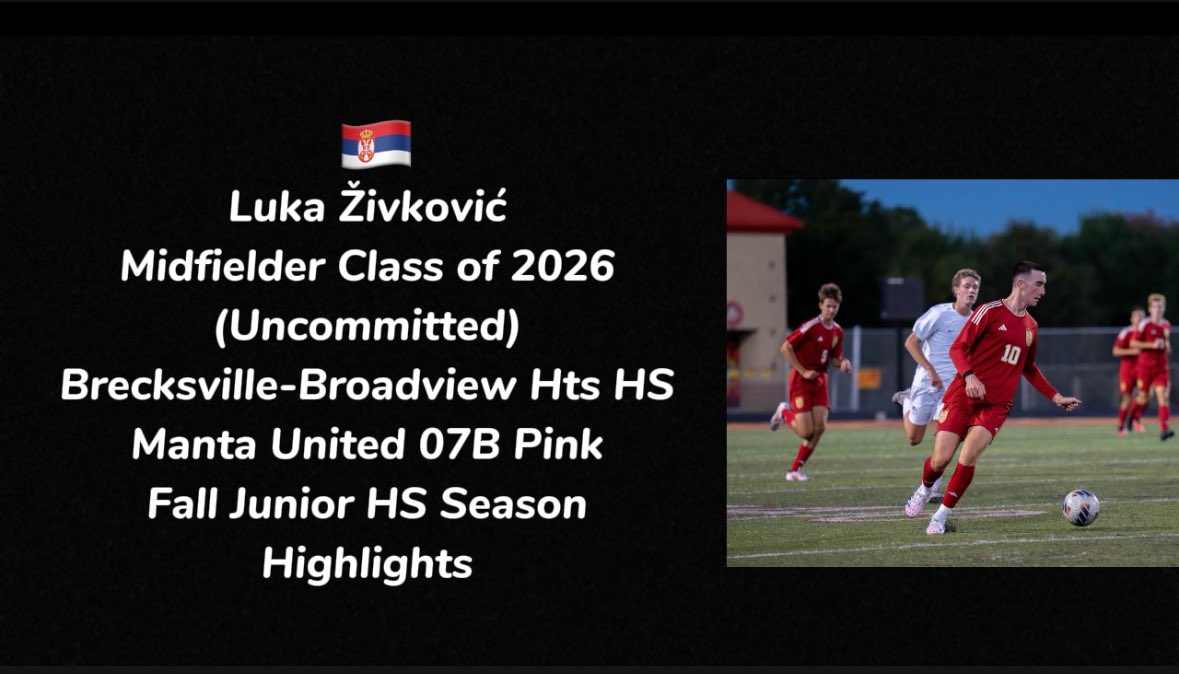Luka Živković (@lukaziv13) on Twitter photo Go check out my new highlight video (Fall Junior Year Highlights):
youtu.be/rJ5eIuKK5cg?si…
<a href="/manta_soccer/">Manta United Soccer Club</a> <a href="/tony_catan/">Tony Catanzarite</a> <a href="/Sports_Recruits/">SportsRecruits</a> <a href="/TopDrawerSoccer/">TopDrawerSoccer</a> <a href="/ECNLboys/">ECNL Boys</a> <a href="/TopDrawerSoccer/">TopDrawerSoccer</a> <a href="/USClubSoccer/">US Club Soccer</a> Go check out my new highlight video (Fall Junior Year Highlights):
youtu.be/rJ5eIuKK5cg?si…
<a href="/manta_soccer/">Manta United Soccer Club</a> <a href="/tony_catan/">Tony Catanzarite</a> <a href="/Sports_Recruits/">SportsRecruits</a> <a href="/TopDrawerSoccer/">TopDrawerSoccer</a> <a href="/ECNLboys/">ECNL Boys</a> <a href="/TopDrawerSoccer/">TopDrawerSoccer</a> <a href="/USClubSoccer/">US Club Soccer</a>