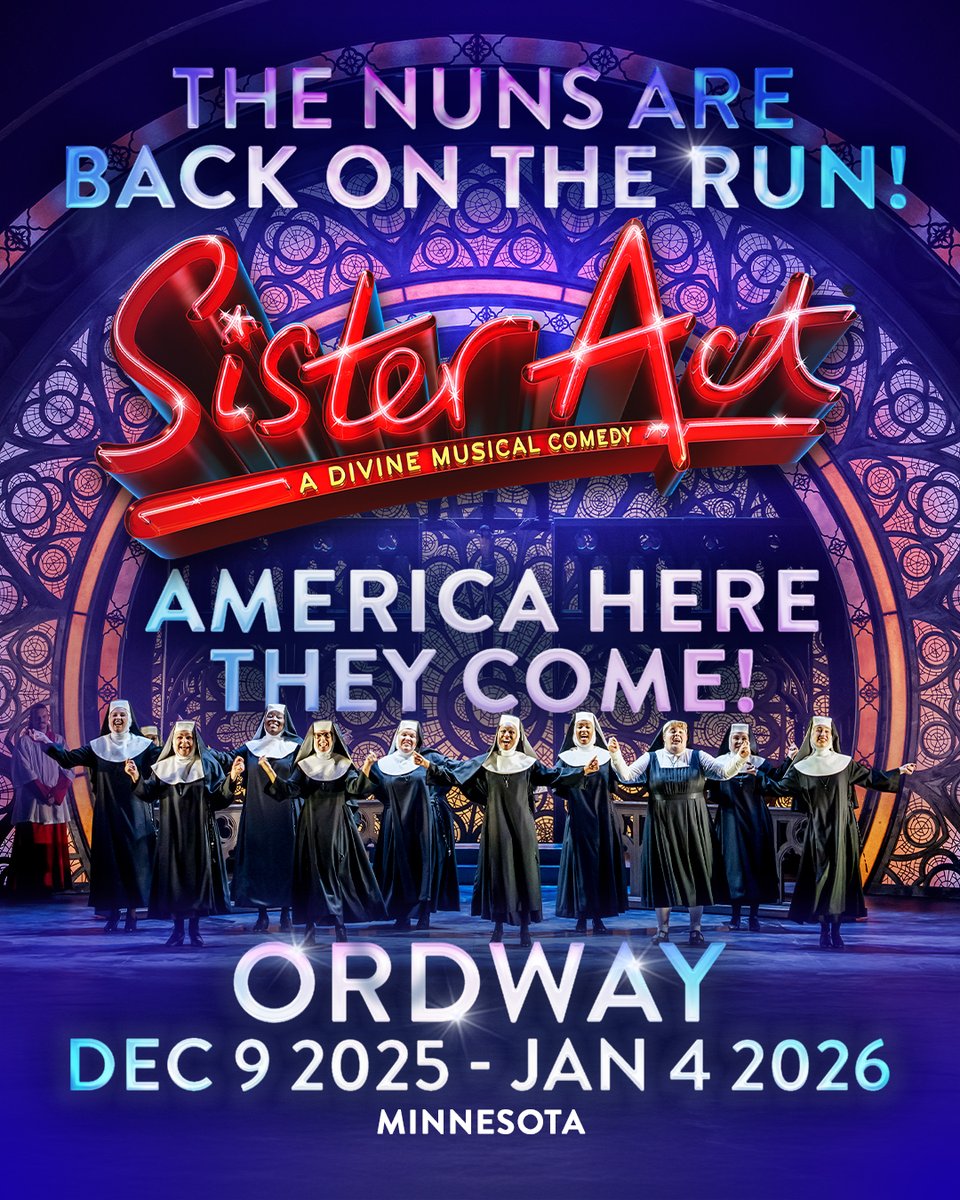 Sisters… They’re BACK and they’re on the run 👀
 
#SisterActMusical comes to @the_ordway for a limited run this Holiday Season.
 
December 9, 2025 – January 5, 2026 👉 Ordway.org