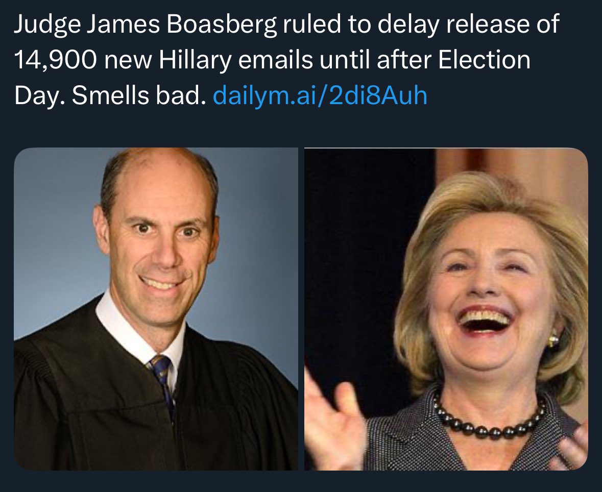 FLASHBACK: Judge Boasberg bent over backwards to help Hillary Clinton get elected. 

h/t <a href="/Rbrutti/">Rick Brutti</a>