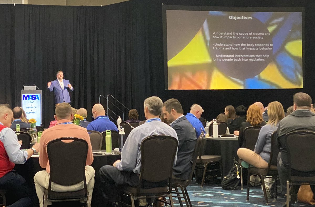 Always great to hear from <a href="/JoshVarner65/">Josh Varner</a> who brings enthusiasm, excellent info about helping students facing various traumas #SUpr25 <a href="/MOSPRApros/">MOSPRA</a>