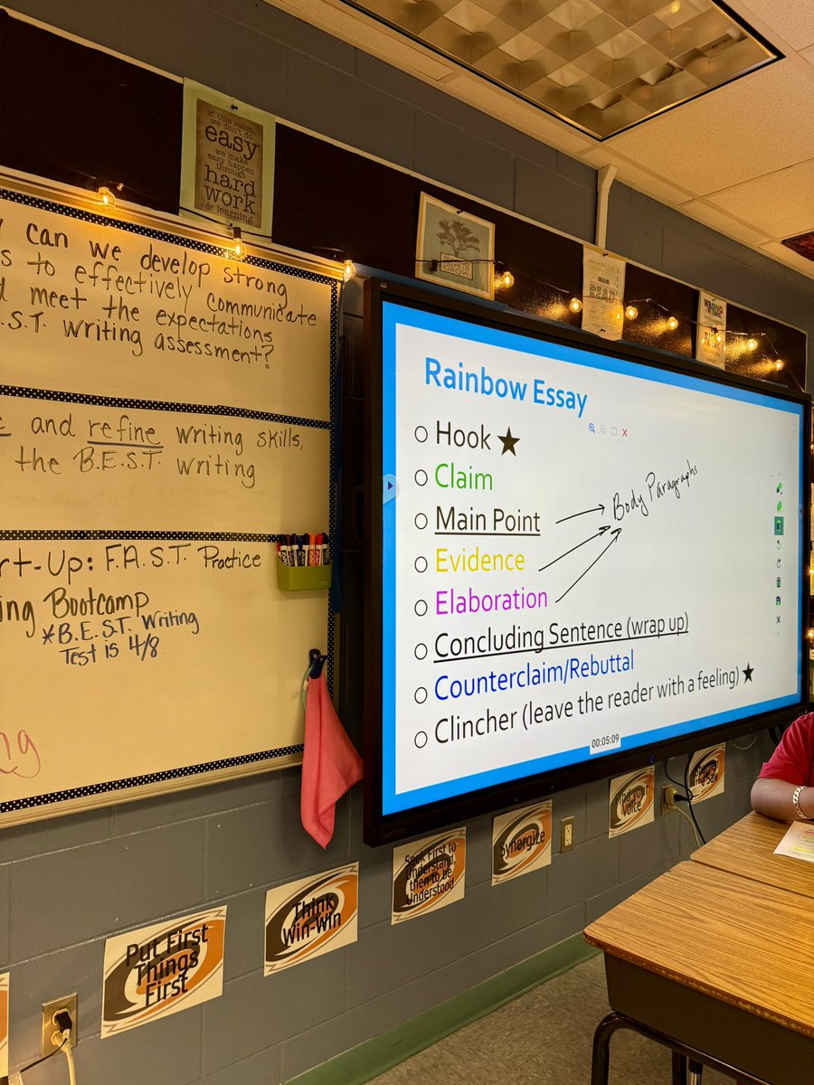 garcie11's tweet image. 🚀✍️ Writing Boot Camp is in session! Our students are mastering #RainbowWriting by identifying every key part of an argumentative essay. Love listening to their discussions and seeing all that color. @CCPS_SecELA @ROARMMS