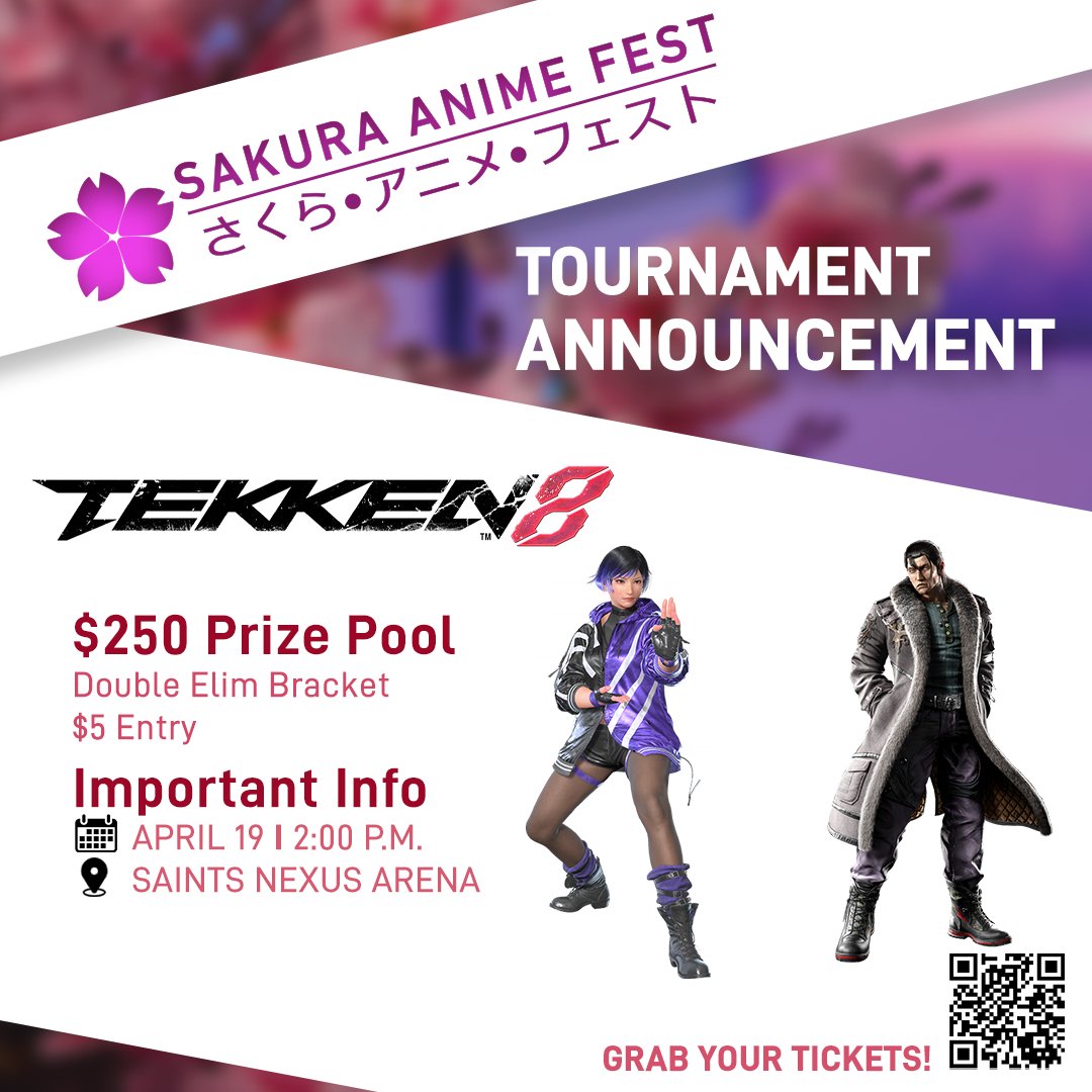 🌸Get ready to rumble at this year's Sakura Fest Tekken 8 SmackDown!

Secure your tickets at: t.ly/1cRe2

#SakuraFest #Tekken8
