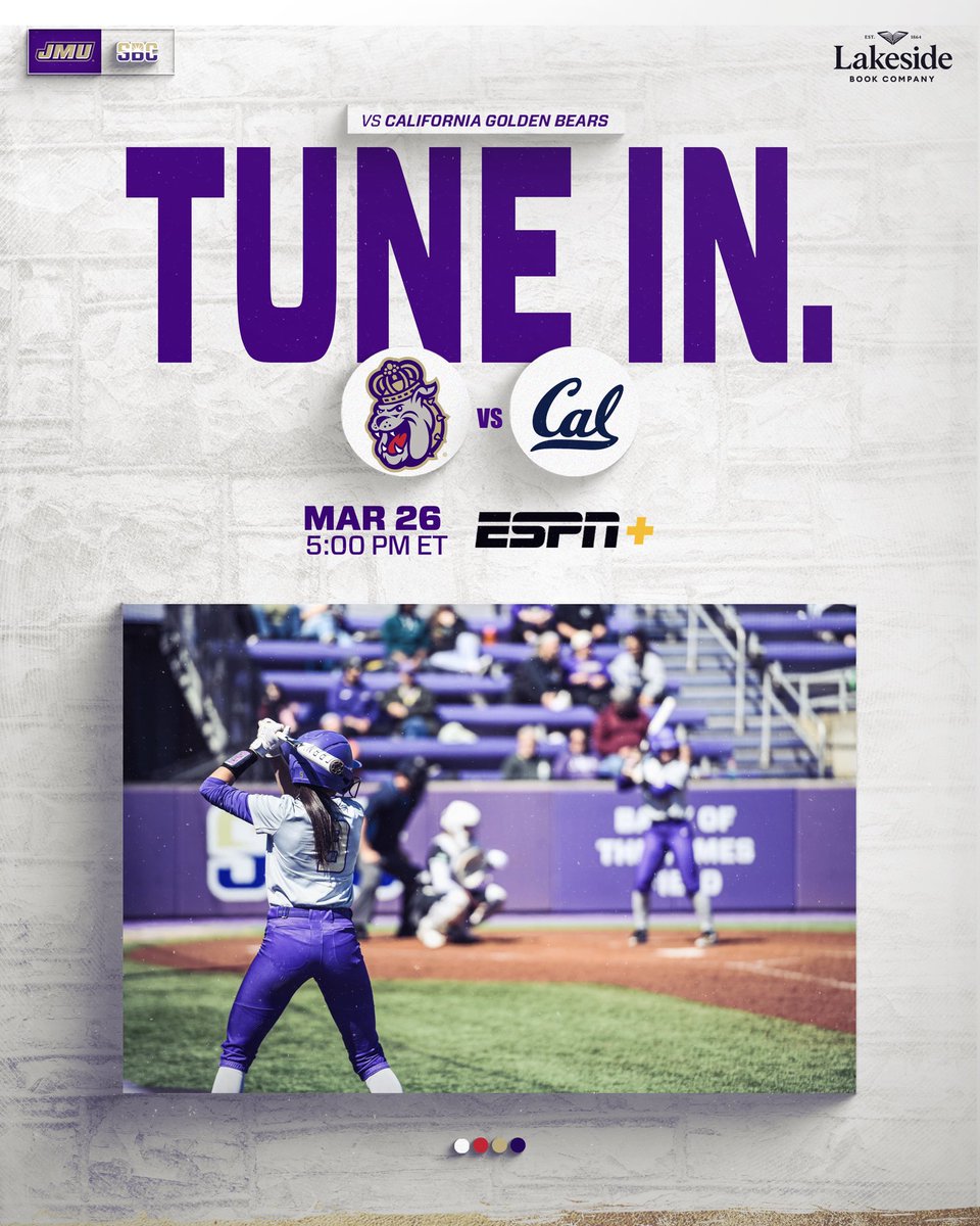 Game two today is <a href="/JMUSoftball/">JMU Softball</a> against California! The game today will be at 5PM on ESPN+. We’ll see you there Dukes!
#GoDukes #JMU