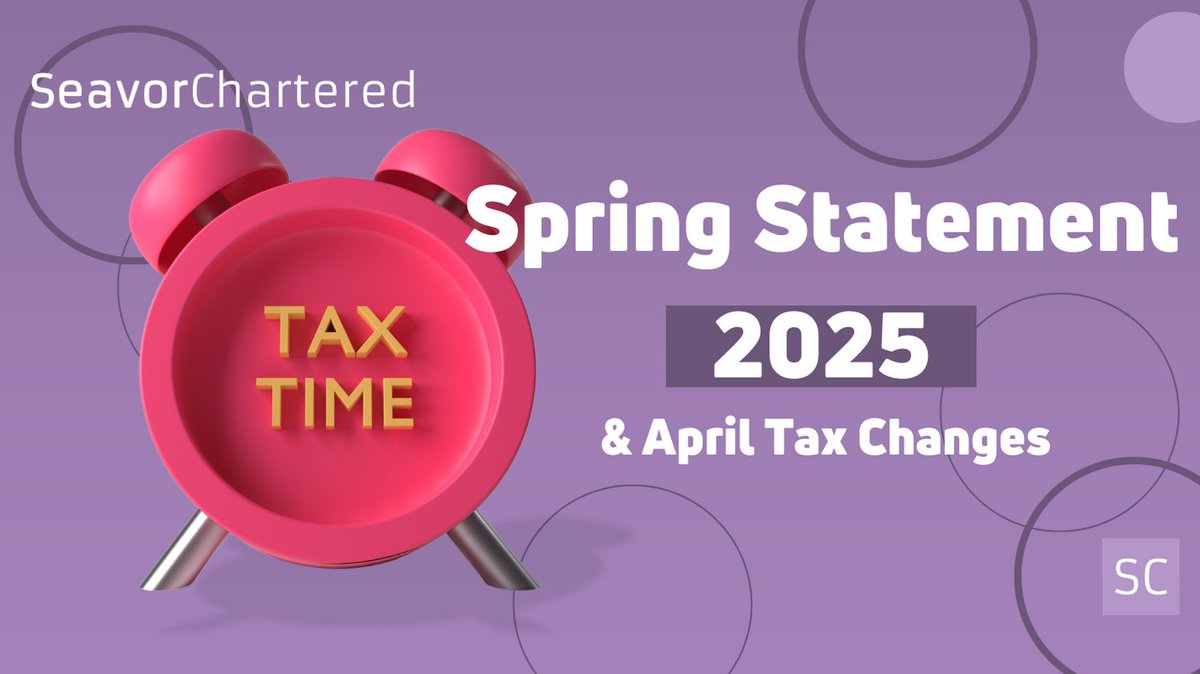 Spring Statement 2025: No new taxes, but big changes from April.

📌 NMW ↑
📌 Employer NIC ↑
📌 CGT &amp; IHT changes
📌 Business rates relief ↓

Read our quick, jargon-free breakdown 👇
🔗 seavorchartered.co.uk/mpum
#UKTax #SpringStatement #TaxUpdate #SeavorChartered #SME