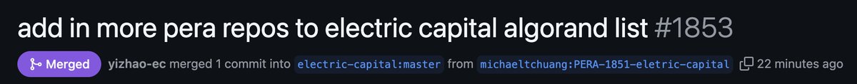 pera.algo (@peraalgowallet) on Twitter photo We hope <a href="/ElectricCapital/">Electric Capital β‘οΈ</a> is ready for all of our Open Source Contributions π€ We hope <a href="/ElectricCapital/">Electric Capital β‘οΈ</a> is ready for all of our Open Source Contributions π€