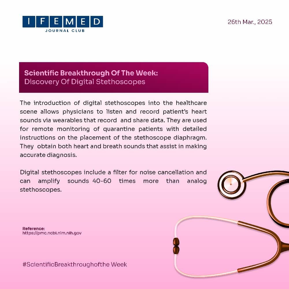 The SCIENTIFIC BREAKTHROUGH OF THE WEEK focuses on digital stethoscopes, a game changer for precise diagnoses! Digital stethoscopes are revolutionizing healthcare by amplifying heart and lung sounds up to 60x, reducing noise interference, and enabling remote monitoring.