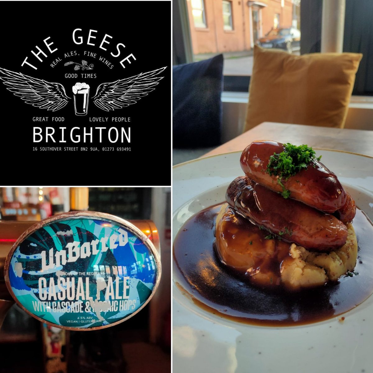 NEWS! The Geese has decent #glutenfree options for their famous #sausageandmash. The staff are really accommodating for #coeliacs and have a good understanding of how to make it safe. The food was lush, we really enjoyed our experience. 
Plus #glutenfreebeer from <a href="/UnBarredBrewery/">UnBarred Brewery</a>