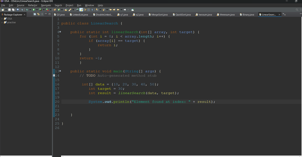 Vishal_kr21's tweet image. #LinearSearch #SearchingAlgorithm
 #Java  #algorithm #CodingChallenge #100DaysOfCode 
Linear search is a simple searching algorithm that checks each element of a list or array sequentially until the desired element is found or the list ends.
