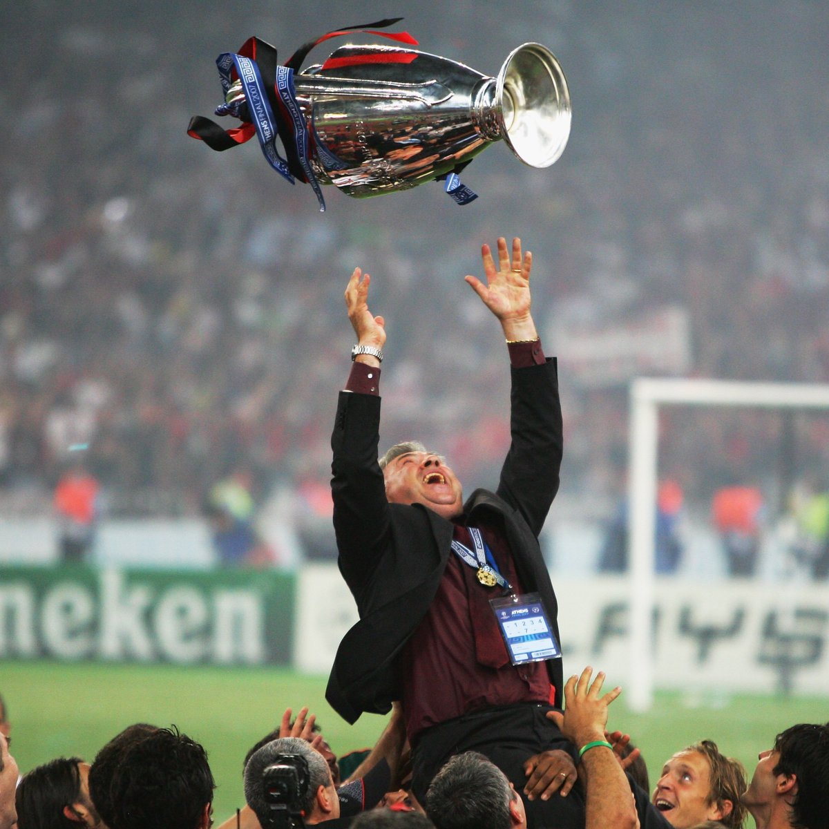 Carlo Ancelotti won the Champions League with Milan in 2003. 22 years later, he is still fighting to defend the trophy. 

The greatest of all time!