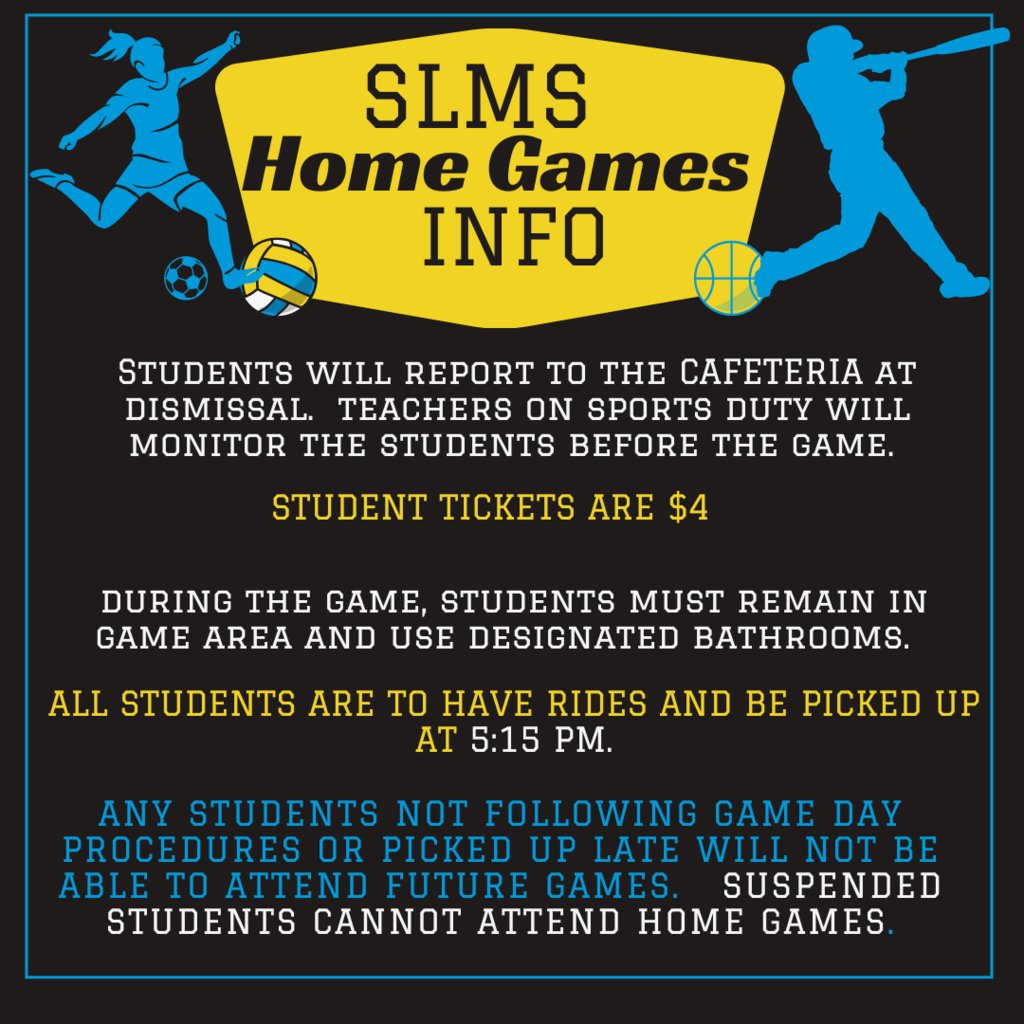 Tomorrow we will have our first home Baseball and Soccer Games of the Season.   Stallions, come out and support.  Tickets are $4 for students and $6 for adults.  We are asking all students to be picked up by 5:15.