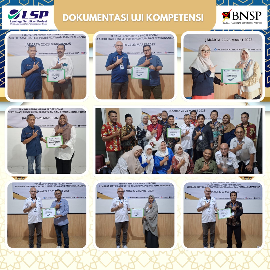 LSPP2D's tweet image. Dokumentasi dari para peserta TPP Prov. Bali, Sumatera Selatan, Lampung, Jawa Tengah dengan semangat kompeten telah berjalan dengan harmoni dan lancar. Bertempat di TUK Kantor LSP Pemberdayaan dan Pembangunan Desa, Jakarta Selatan, DKI Jakarta

Salam &quot;Kompeten&quot;. ✅✅