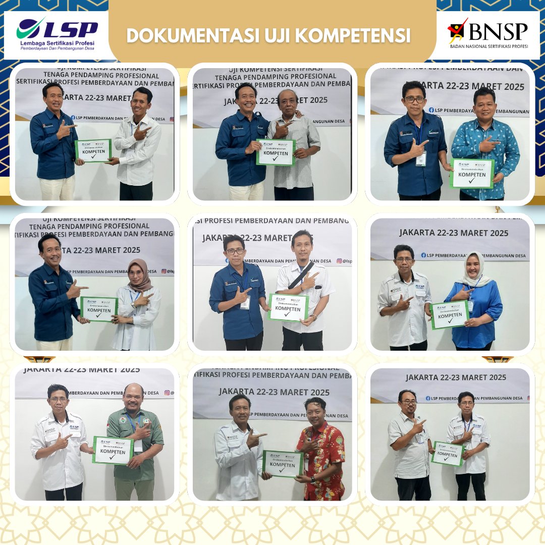 LSPP2D's tweet image. Dokumentasi dari para peserta TPP Prov. Bali, Sumatera Selatan, Lampung, Jawa Tengah dengan semangat kompeten telah berjalan dengan harmoni dan lancar. Bertempat di TUK Kantor LSP Pemberdayaan dan Pembangunan Desa, Jakarta Selatan, DKI Jakarta

Salam &quot;Kompeten&quot;. ✅✅