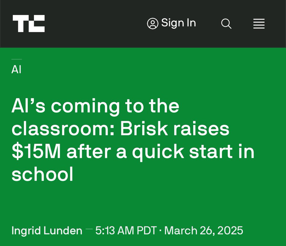 Ashley Mayer (@ashleymayer) on Twitter photo It’s a bit of a narrative violation that educators are among the most aggressive early adopters of AI, but that’s exactly what we’re seeing through our investment in <a href="/briskteaching/">Brisk Teaching</a>. Congrats <a href="/armanatbrisk/">Arman@Brisk</a> and team on the incredible traction and impact: 1M teachers across 100 It’s a bit of a narrative violation that educators are among the most aggressive early adopters of AI, but that’s exactly what we’re seeing through our investment in <a href="/briskteaching/">Brisk Teaching</a>. Congrats <a href="/armanatbrisk/">Arman@Brisk</a> and team on the incredible traction and impact: 1M teachers across 100