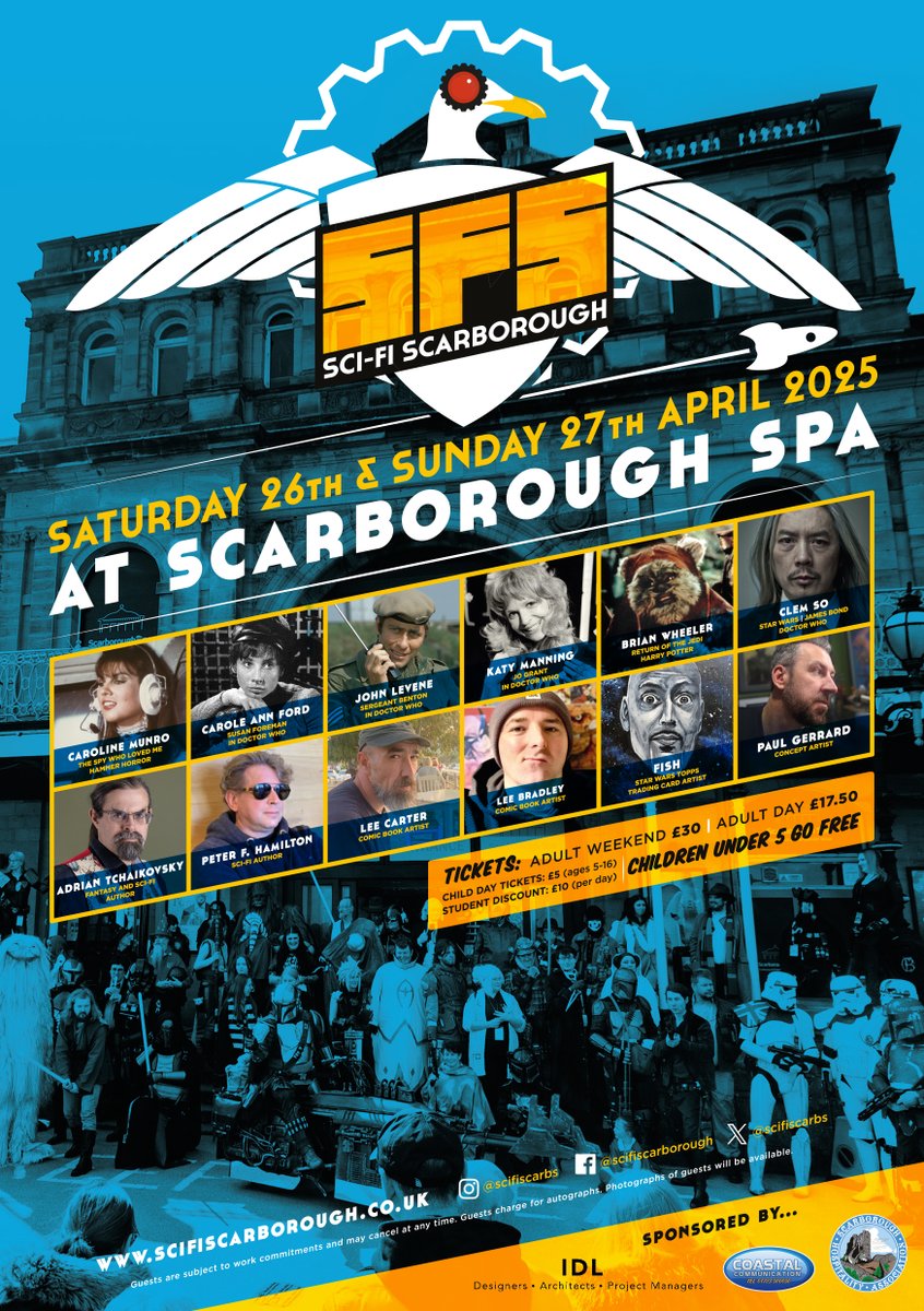 scifiscarbs's tweet photo. We're just a month away from #SciFiScarbs at @scarboroughspa. Visit https://t.co/JF9XJgjs6s for more info, tickets and guest details! See you on the 26th & 27th April 2025 ๐ https://t.co/76NTvskPUL