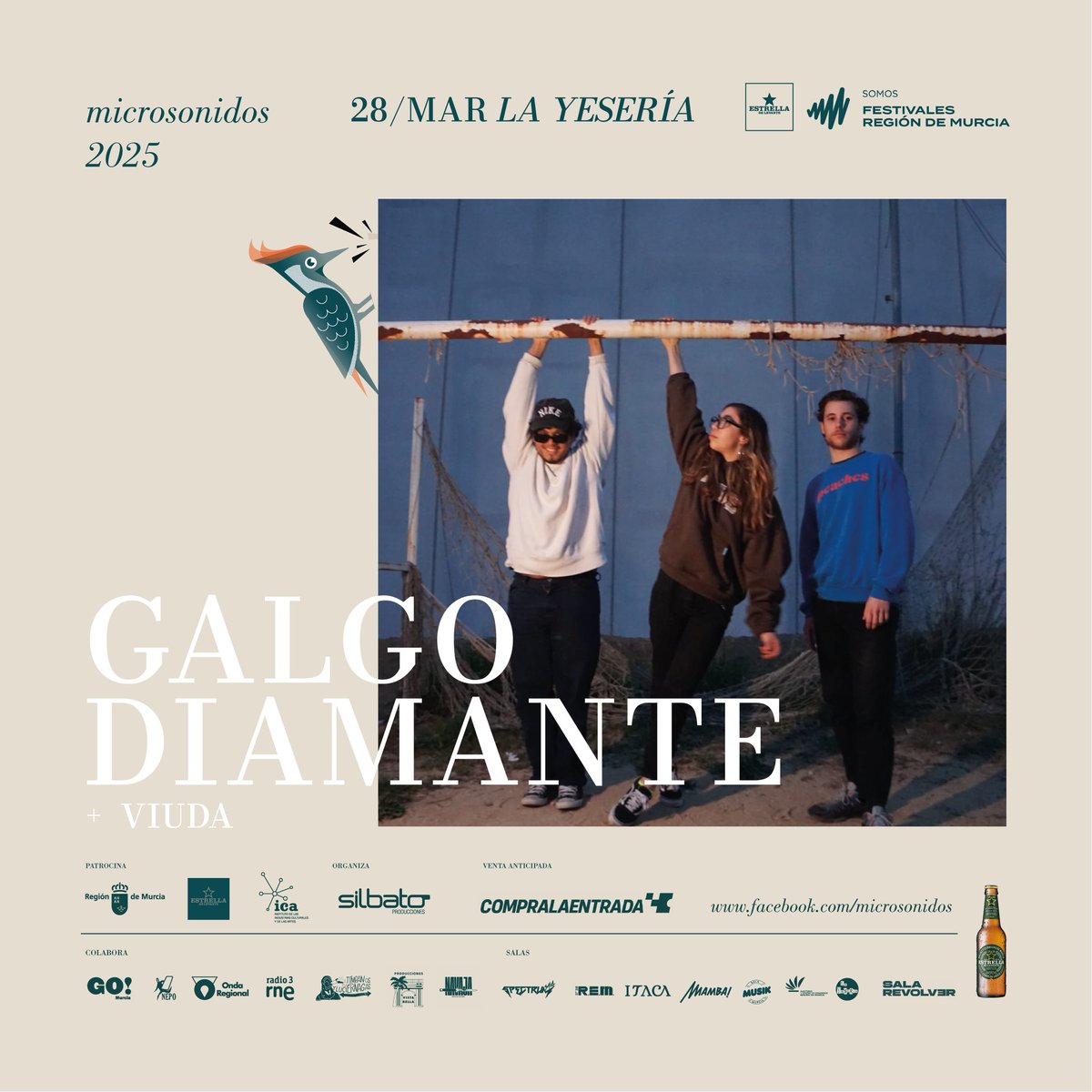 Microsonidos (@microsonidos_) on Twitter photo Soltad a los galgos... porque el viernes va la Sofia a la Yesería... Cena con diamantes.... Pío-pío...
<a href="/LaNavajaProduc/">La Navaja Producciones</a> la lían bien con estos dos artistazos.
Entraditas: silbato.compralaentrada.com/eventos/13775/… Soltad a los galgos... porque el viernes va la Sofia a la Yesería... Cena con diamantes.... Pío-pío...
<a href="/LaNavajaProduc/">La Navaja Producciones</a> la lían bien con estos dos artistazos.
Entraditas: silbato.compralaentrada.com/eventos/13775/…