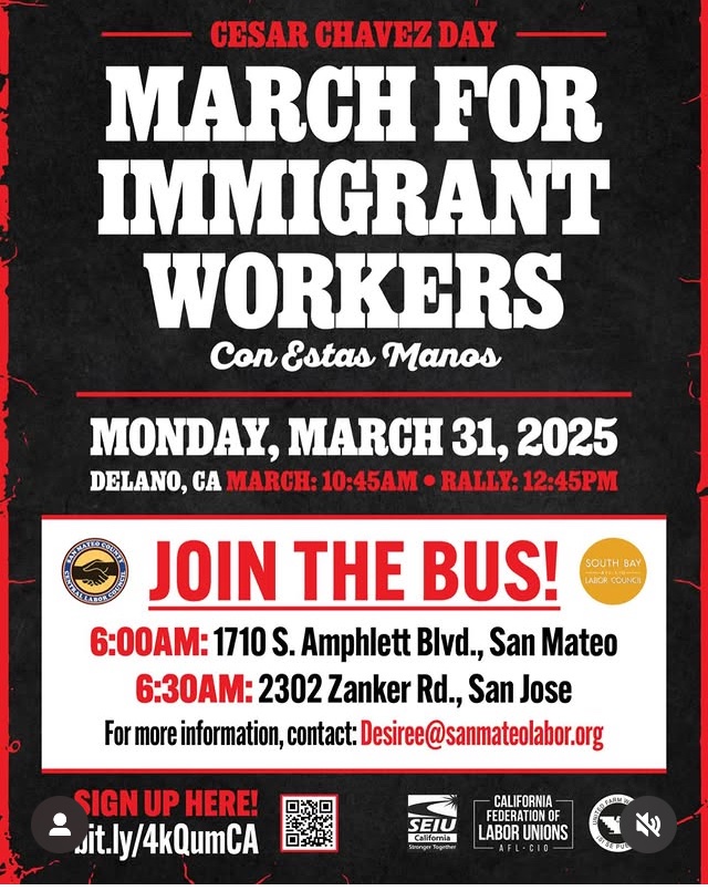 On Monday, March 31st, I will be traveling to Delano, CA to represent San Mateo County in the March to Support Immigrant Workers on Cesar Chavez Day. All are welcome to join the march in Delano.