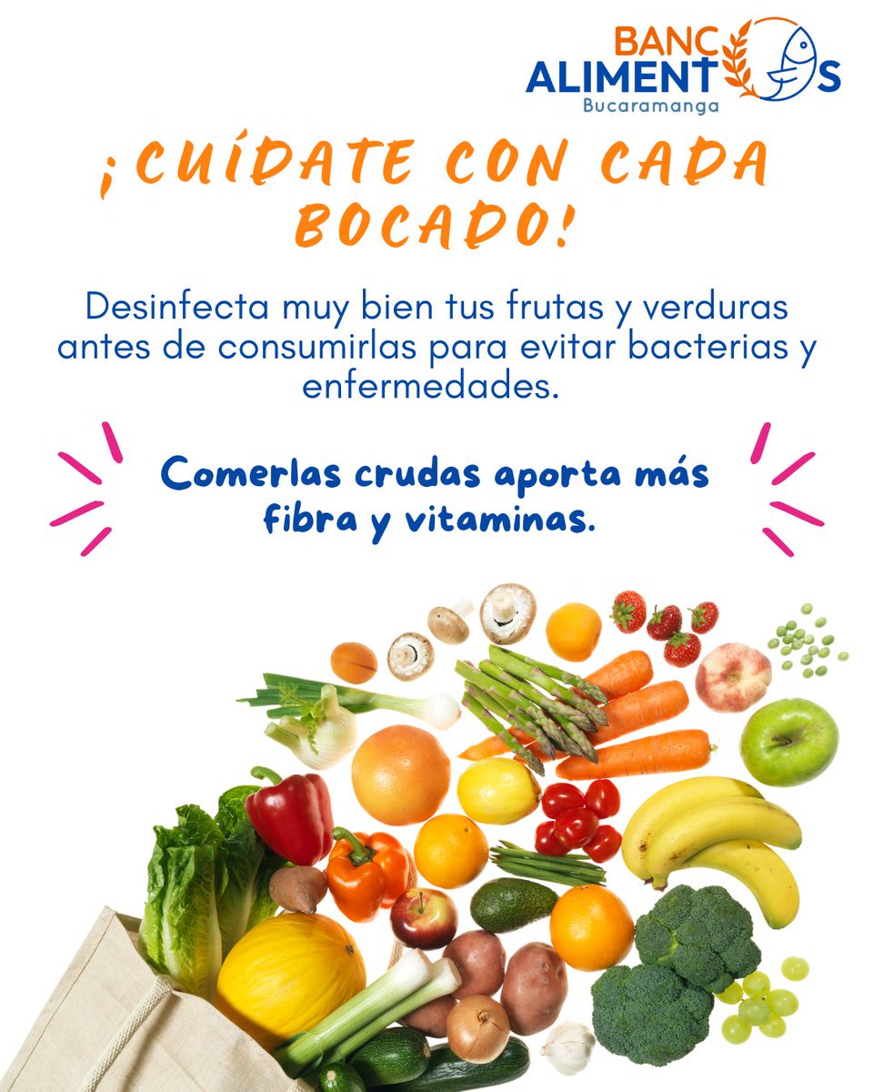 Antes de comer tus frutas y verduras, ¡desinféctalas muy bien! 🧼 Así evitas bacterias y enfermedades que pueden afectar tu salud. Y si puedes, cómelas crudas: así aprovechas más fibra, vitaminas y nutrientes esenciales para tu cuerpo. 💪🍎Pequeños hábitos, ¡grandes cambios! 🌱