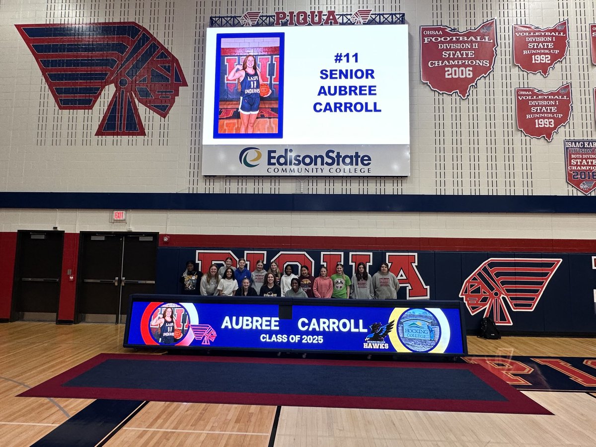 Congratulations to Aubree Carroll for signing her letter of intent to attend and play basketball at Hocking College. #WeArePiqua.
