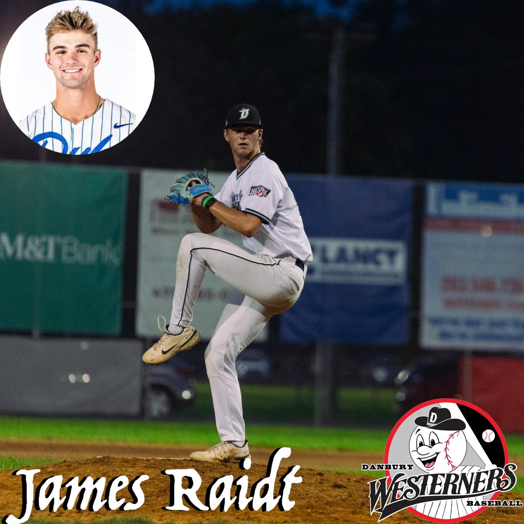 danbwesterners's tweet image. 🔥 Welcome Back, James Raidt! 🔥

The Duke right-hander returns to Danbury!

🏫 Duke University
🧢 RHP | #49 | 📍 Stamford, CT
Raidt fanned 17 in 18 innings last summer and is back for more! Drop a ⚾🔥 to welcome him back!
#DanburyWesterners #NECBL #DukeBaseball #Dan30Westerners
