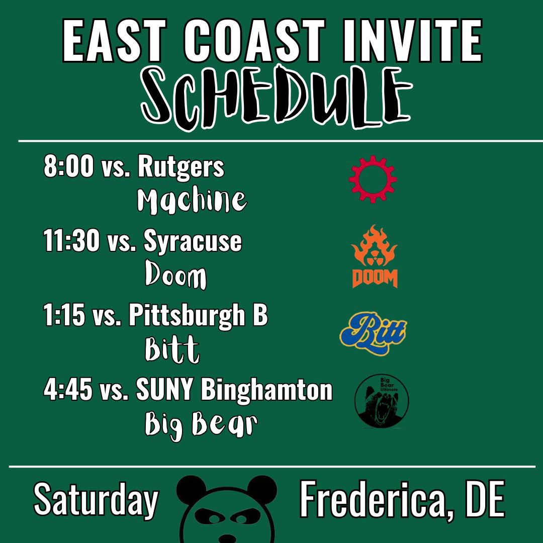 Pandamonium is playing in their last regular season tournament this weekend at the East Coast Invite!🐼