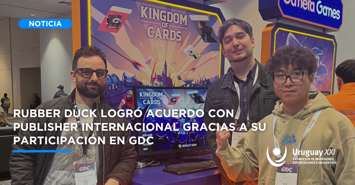 Uruguay XXI (@uruguayxxi) on Twitter photo El estudio <a href="/RubberDuck_G/">Rubber Duck Games</a>, reconocido en GDC en 2023 por Evil Wizard, logró que su videojuego Kingdom of Cards fuera adquirido por Gamera Games. En 2025, el título fue exhibido en el stand de la empresa.
Noticia completa aquí ➡️ bit.ly/3DUrFzl El estudio <a href="/RubberDuck_G/">Rubber Duck Games</a>, reconocido en GDC en 2023 por Evil Wizard, logró que su videojuego Kingdom of Cards fuera adquirido por Gamera Games. En 2025, el título fue exhibido en el stand de la empresa.
Noticia completa aquí ➡️ bit.ly/3DUrFzl