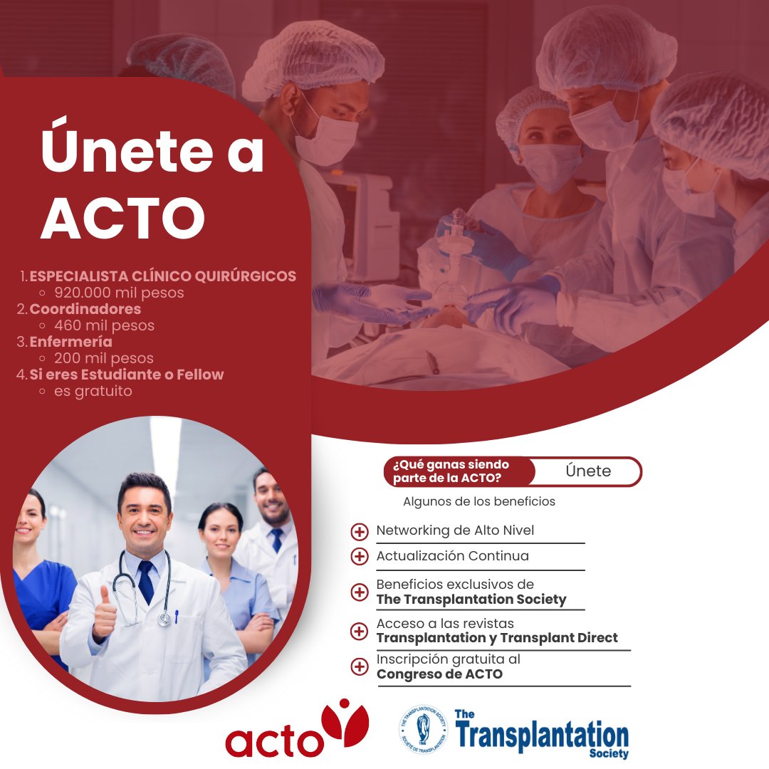 ACTOCOL's tweet photo. 🔴 ¡ÚNETE A ACTO!
Sé parte de la red que lidera la innovación y el conocimiento en trasplantes en Colombia 🇨🇴 https://t.co/UA3hFN7YOt