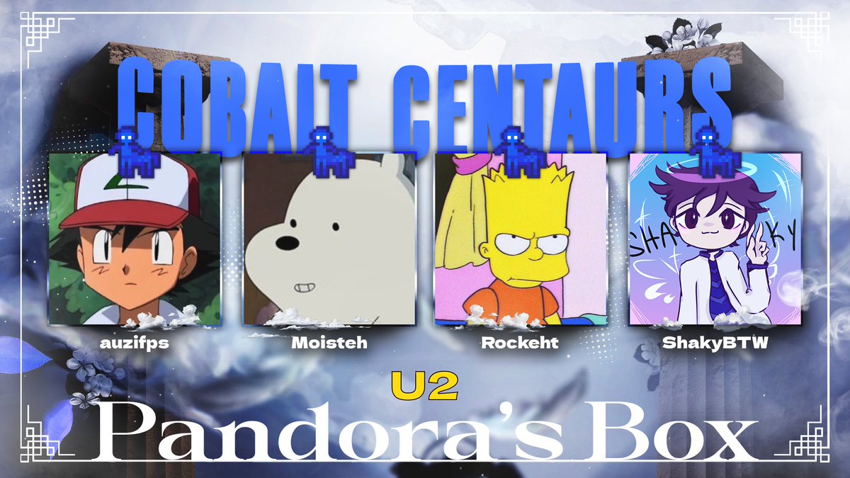 🏹Announcing the Cobalt Centaurs!🏹

<a href="/auzifpss/">auzi</a> <a href="/Moisteh_/">Moist</a> <a href="/Rocket_3fps/">Rocket_</a> <a href="/shakyis/">ShakyBTW</a> 

Watch them compete in Pandora's Box Unsealed 2 on April 13th at 2:30 PM EST!
