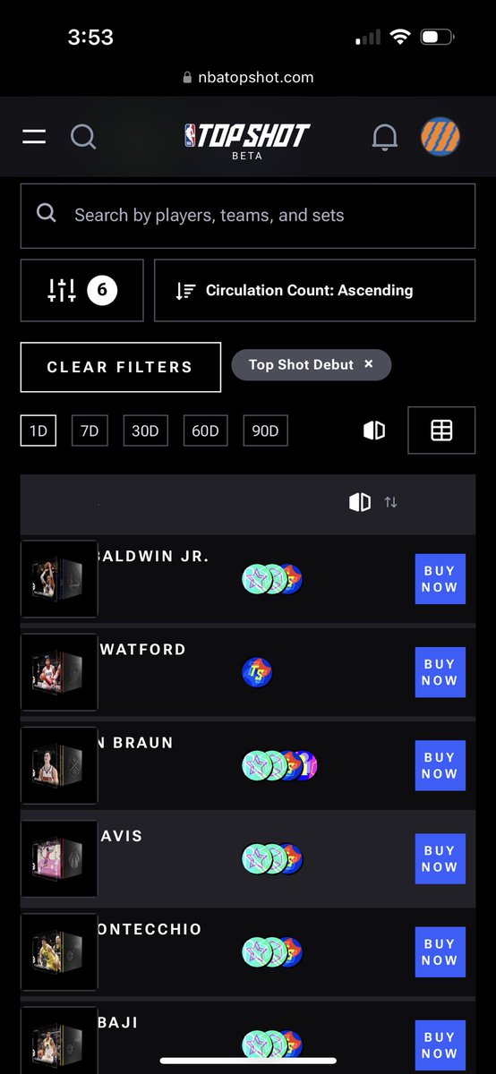 Hopmoleman13's tweet photo. @NBATopShot I really like that I can sort by circulation and what I own.  Combine that with normal filters and searching for remaining set pieces as well as rare moments becomes so much easier @hopmoleman https://t.co/GzCx1aQP2c