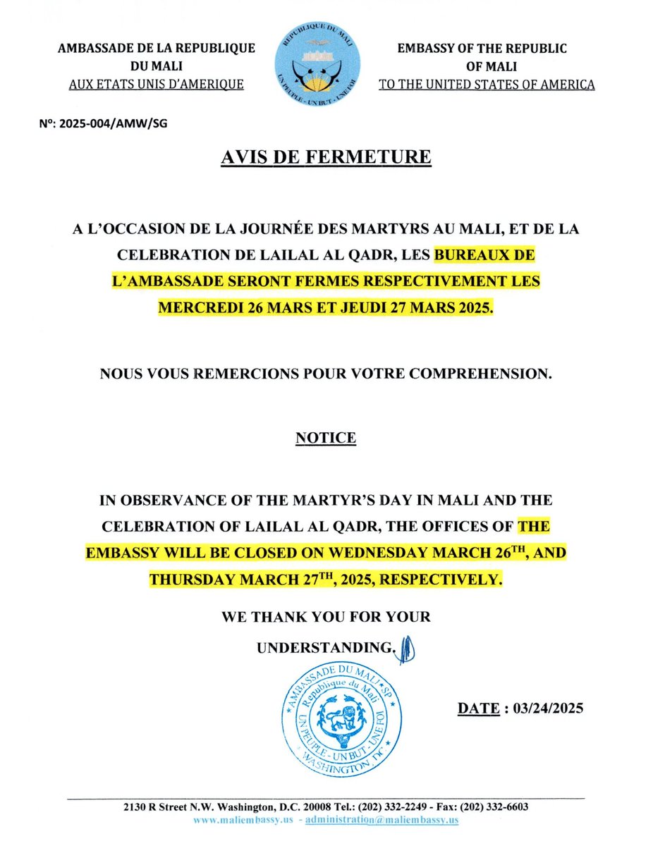 Embassy of Mali U.S tweet media