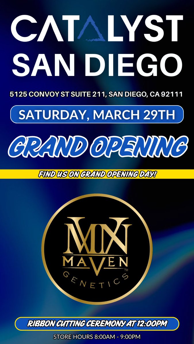 Maven Genetics (@mavengenetics) on Twitter photo Catch us at the grand opening of the San Diego Catalyst! <a href="/Catalyst_WFTP/">Catalyst Cannabis Company</a> <a href="/catalyst_ceo/">Elliot Lewis</a> Catch us at the grand opening of the San Diego Catalyst! <a href="/Catalyst_WFTP/">Catalyst Cannabis Company</a> <a href="/catalyst_ceo/">Elliot Lewis</a>