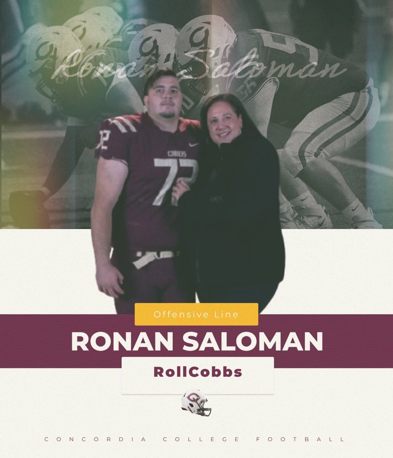 Ronan (@ronansaloman_56) on Twitter photo I’m grateful and blessed to announce my Commitment to <a href="/Concordia_MN/">Concordia College</a> Thank you <a href="/KCBakk31/">Kyle Bakken</a> <a href="/CoachTerryHoran/">Terry Horan</a> <a href="/CoachJPollock/">Jake Pollock</a> for believing in me and giving me the opportunity to play for <a href="/Cobber_Football/">Cobber Football</a>.
@VaughtCoach <a href="/TylerRosenfield/">Tyler Rosenfield</a> <a href="/CoachBlueford/">Coach Myron Blueford, M.Ed.</a> <a href="/FBCoachOrtiz/">Coach Robert Ortiz</a> I’m grateful and blessed to announce my Commitment to <a href="/Concordia_MN/">Concordia College</a> Thank you <a href="/KCBakk31/">Kyle Bakken</a> <a href="/CoachTerryHoran/">Terry Horan</a> <a href="/CoachJPollock/">Jake Pollock</a> for believing in me and giving me the opportunity to play for <a href="/Cobber_Football/">Cobber Football</a>.
@VaughtCoach <a href="/TylerRosenfield/">Tyler Rosenfield</a> <a href="/CoachBlueford/">Coach Myron Blueford, M.Ed.</a> <a href="/FBCoachOrtiz/">Coach Robert Ortiz</a>