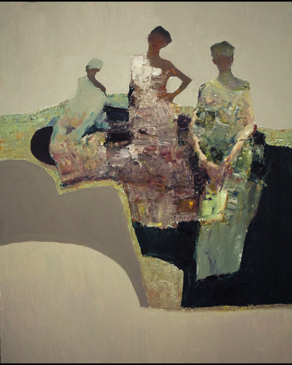 Figures in conversation through texture and color. "Harmony" by Dan McCaw (2024). His signature impasto technique at its finest. Tap our bio link to discover more works from this master painter.
