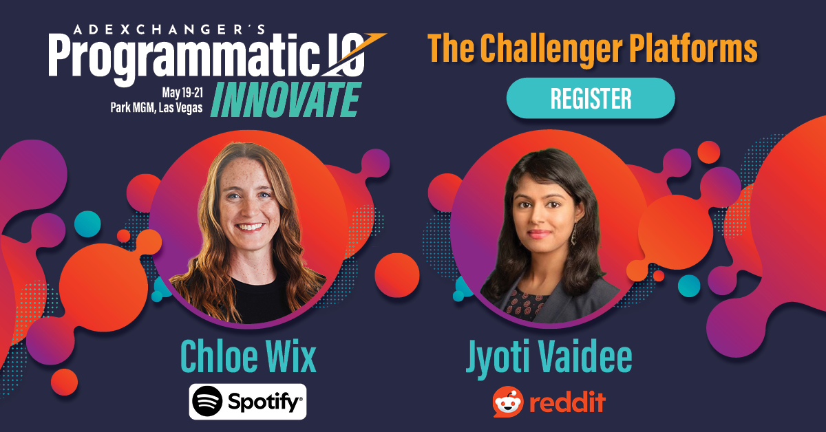 adexchanger's tweet photo. ๐จ Meta & Google dominate media budgets, but itโs time for a shift! ๐จ
Join Jyoti Vaidee (Reddit) & Chloe Wix (Spotify) at #PROGIO in Las Vegas (May 19-21) to learn how challenger platforms are competing for your ad dollars. ๐ https://t.co/bl5s6IyQvX https://t.co/Rerhmt13fW