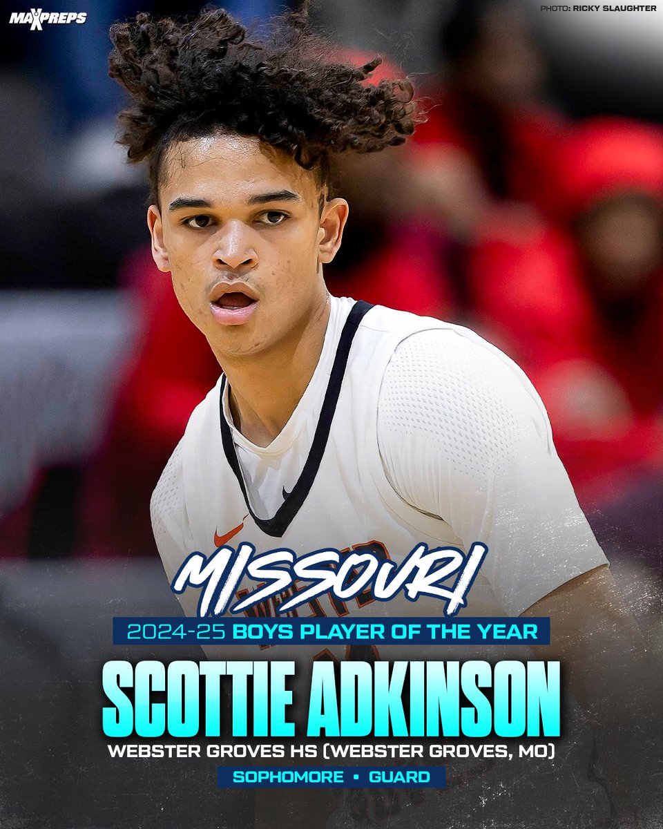 MaxPreps's tweet photo. Scottie Adkinson named 2024-25 Missouri MaxPreps High School Basketball Player of the Year. 🏀🔥

Full story ⬇️
https://t.co/WQirL41zSu https://t.co/oANBv5Sr33