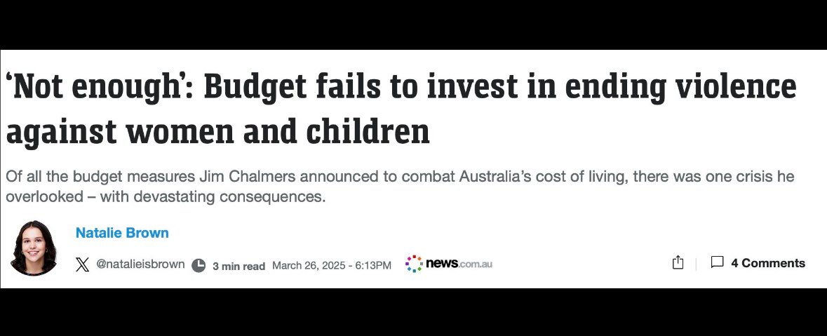 Kate Fitz-Gibbon (@kate_fitzgibbon) on Twitter photo Alongside <a href="/safe_and_equal/">Safe and Equal</a>’s Tania Farha and NTV's Phillip Ripper I spoke with reporter <a href="/natalieisbrown/">Natalie Brown</a> about the federal budget.
While this Budget offers some welcome initiatives, it falls short of delivering the comprehensive whole of spectrum funding that is needed for Alongside <a href="/safe_and_equal/">Safe and Equal</a>’s Tania Farha and NTV's Phillip Ripper I spoke with reporter <a href="/natalieisbrown/">Natalie Brown</a> about the federal budget.
While this Budget offers some welcome initiatives, it falls short of delivering the comprehensive whole of spectrum funding that is needed for