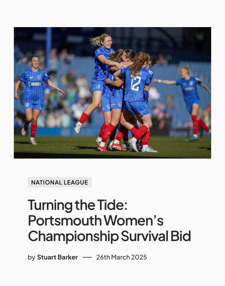 At the end of February, <a href="/PompeyWomen/">Portsmouth Women</a> sat at rock bottom of the <a href="/BarclaysWC/">Wc</a> with two points from fourteen games. 

Fast forward ⏩ to March, and back-to-back wins have lifted them to nineth. With three huge games left, is the great escape is on? 

👉 since-71.com/turning-the-ti…
