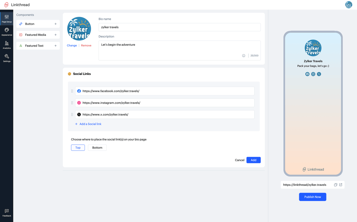 Interconnecta's tweet photo. Zoho presents #Linkthread: centralize everything you want to share in one single link in your bio. Add products, social links, videos and more. Customizable, simple, and with analytics. Set it up in minutes 👉 https://t.co/nF60su4DC5
#InterConnecta #ZohoPremiumPartner https://t.co/BH4yOVfFiV